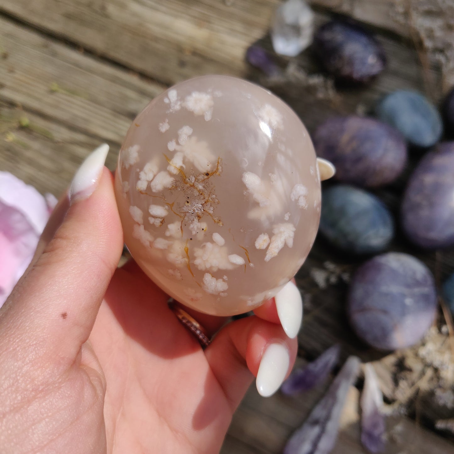 Flower Agate Palm Stone (#32)