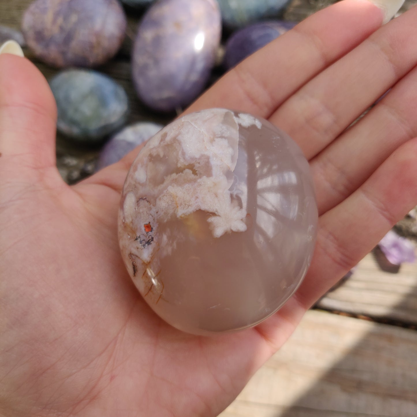 Flower Agate Palm Stone (#32)