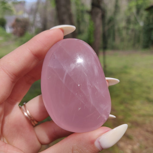 Rose Quartz Palm Stone, Star Rose Quartz (#2)