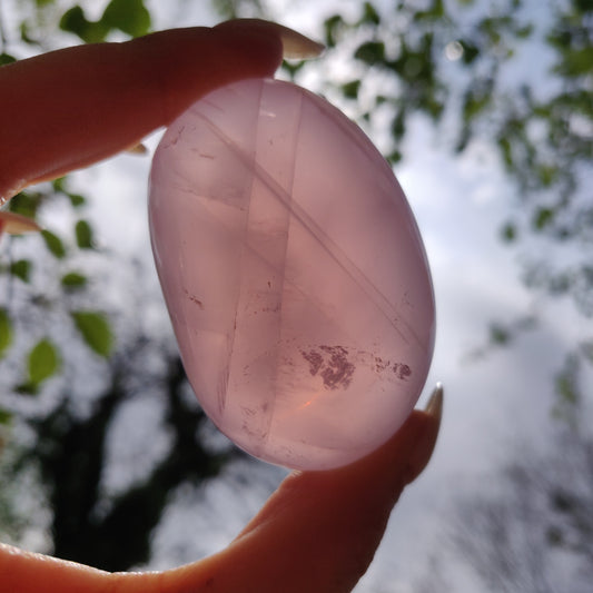 Rose Quartz Palm Stone, Star Rose Quartz (#2)