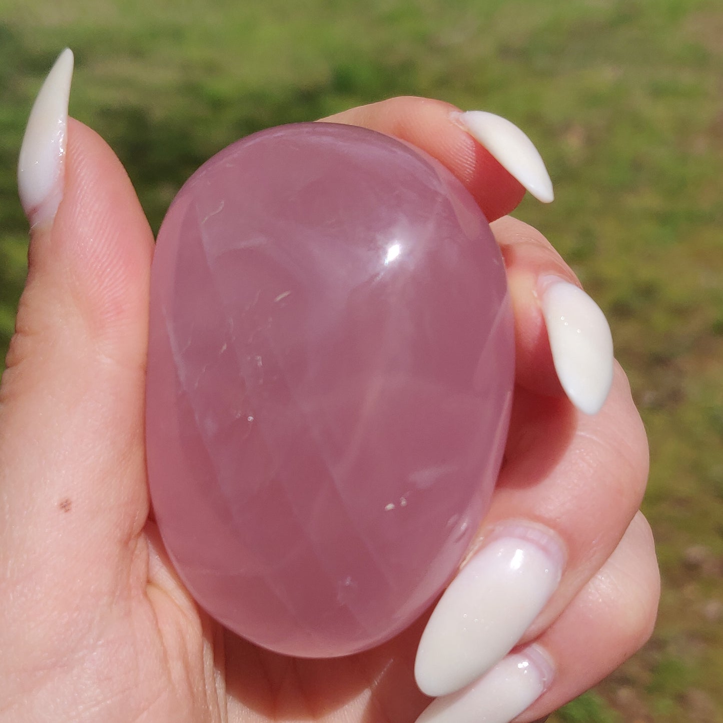Rose Quartz Palm Stone, Star Rose Quartz (#2)