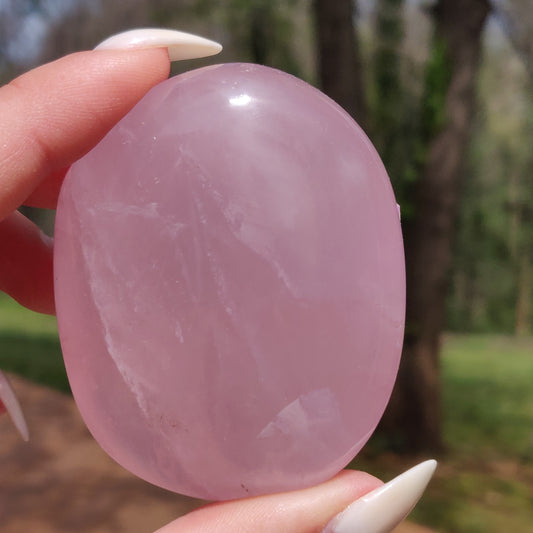 Rose Quartz Palm Stone, Star Rose Quartz (#9)