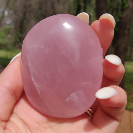 Rose Quartz Palm Stone, Star Rose Quartz (#9)