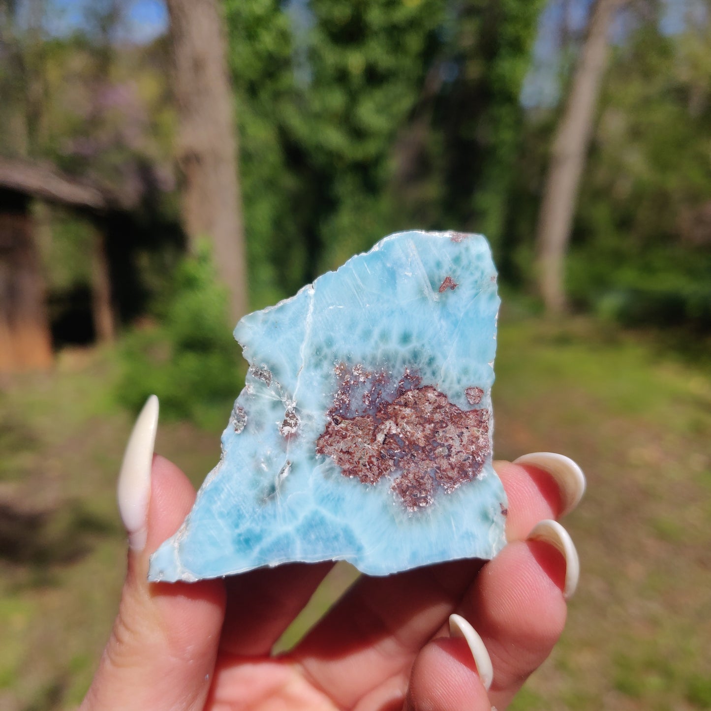 Self-Standing Polished Larimar Slab (#7)