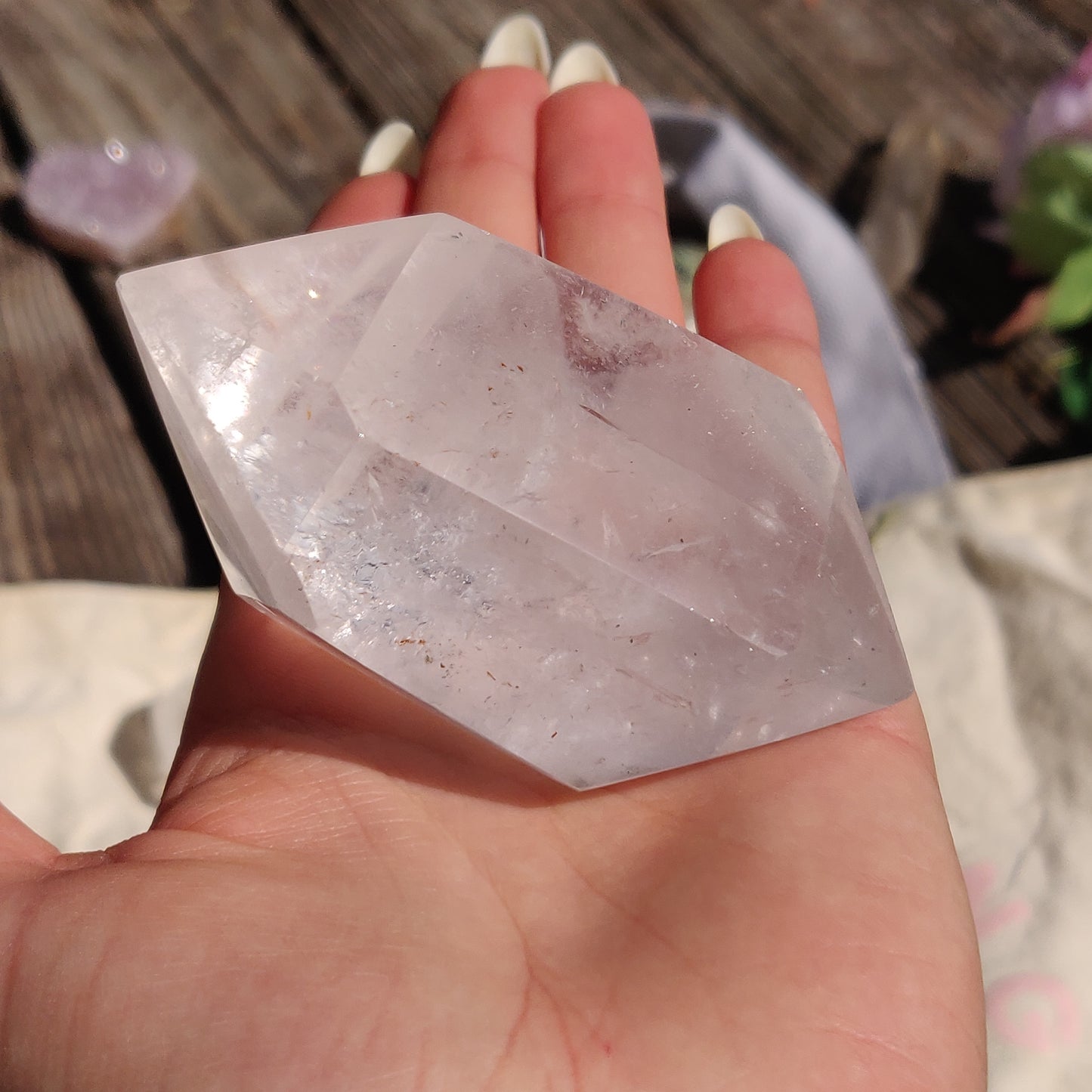 Polished Double Terminated Clear Quartz Point with Inclusions (#6P)