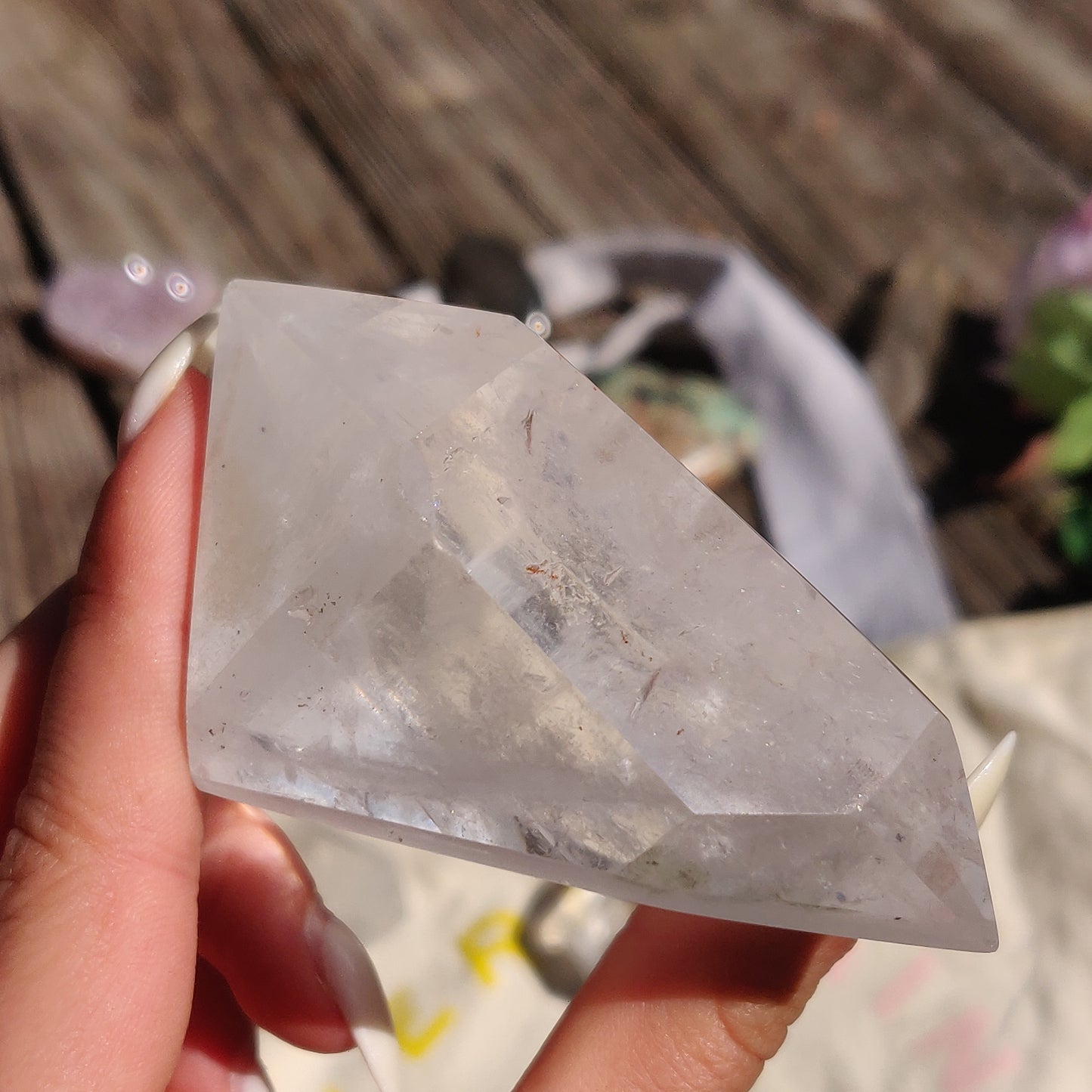 Polished Double Terminated Clear Quartz Point with Inclusions (#6P)