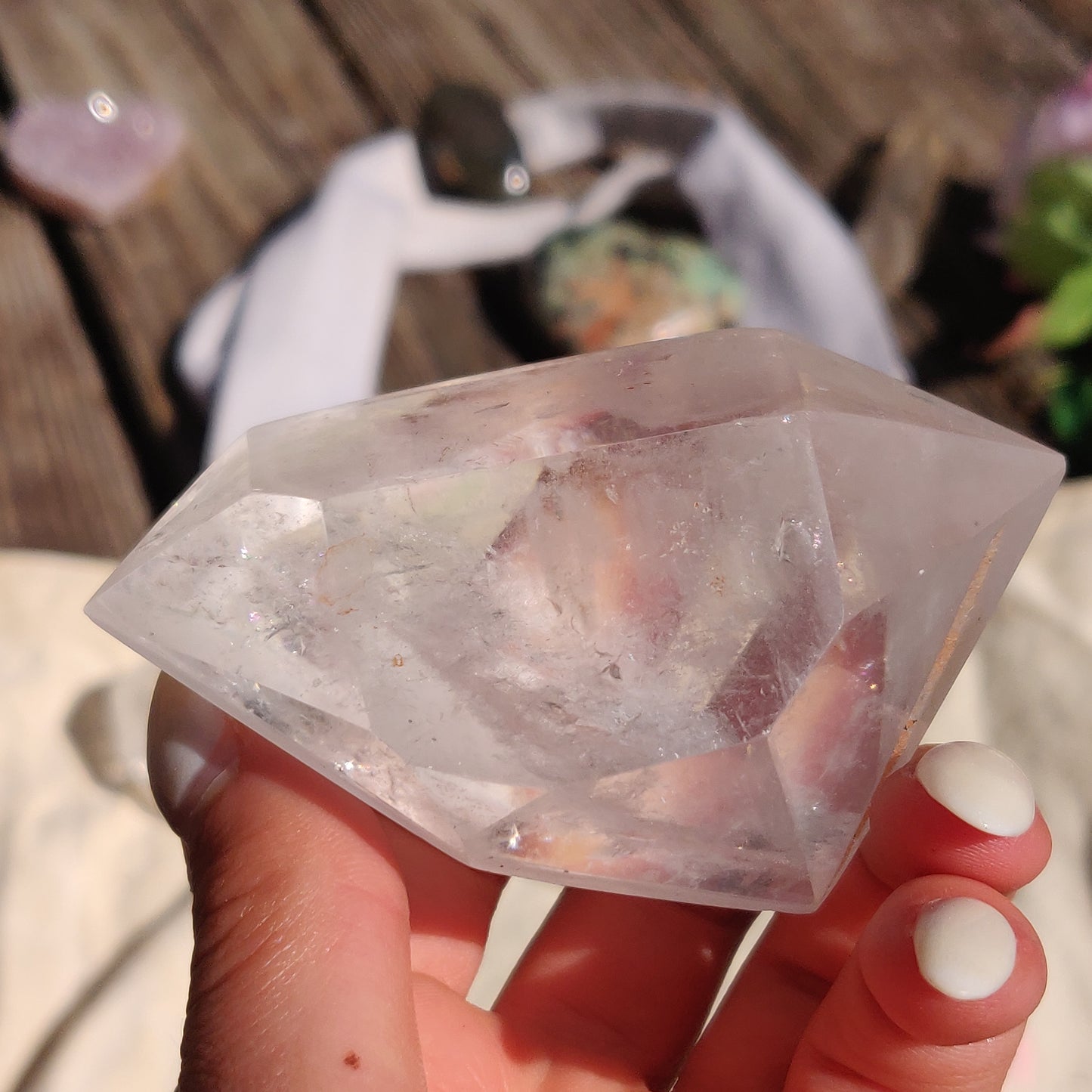 Polished Double Terminated Clear Quartz Point with Inclusions (#6P)