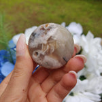 Mini Flower Agate Palm Stone (#3)