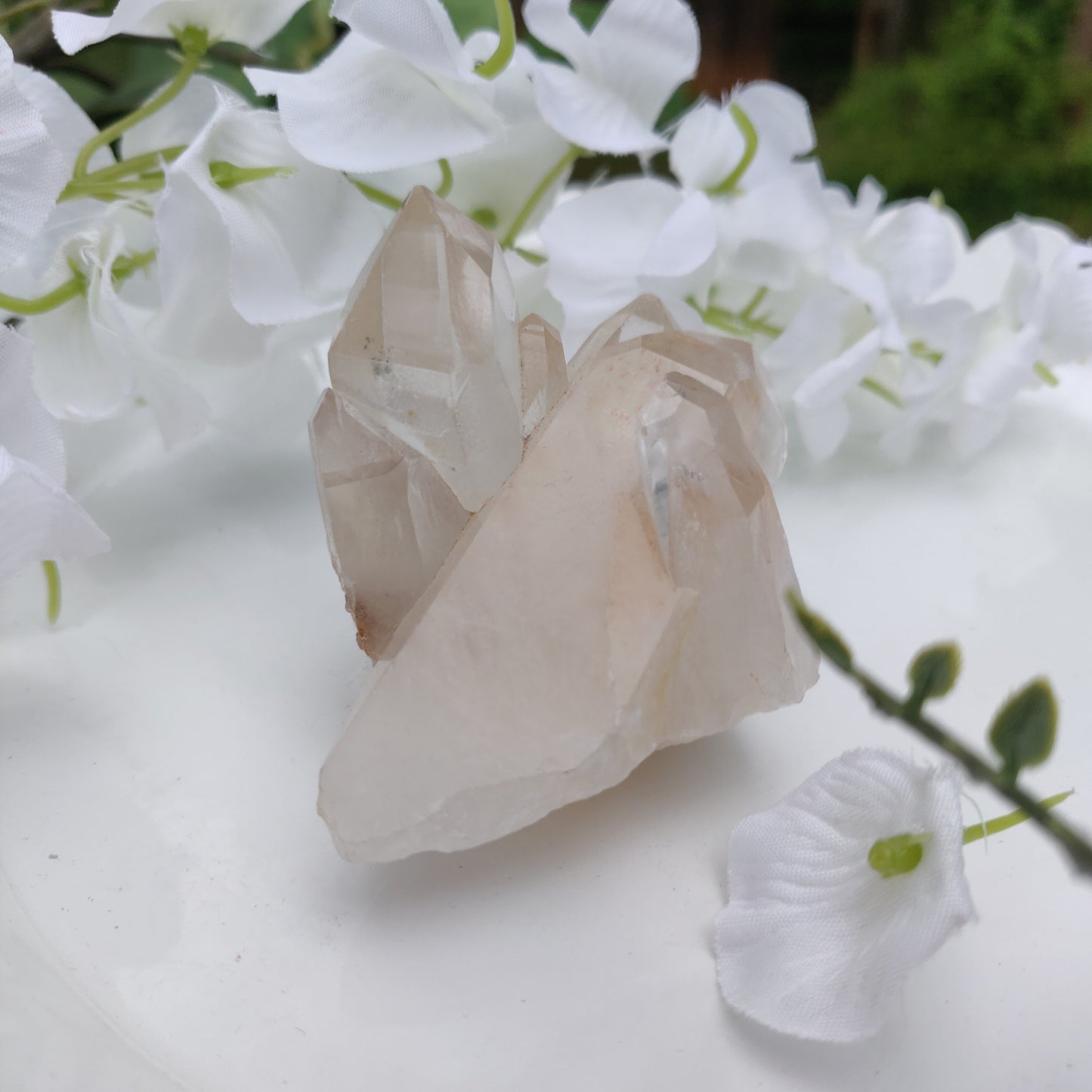 Clear Quartz Cluster with Green Chlorite Inclusion (#3C)