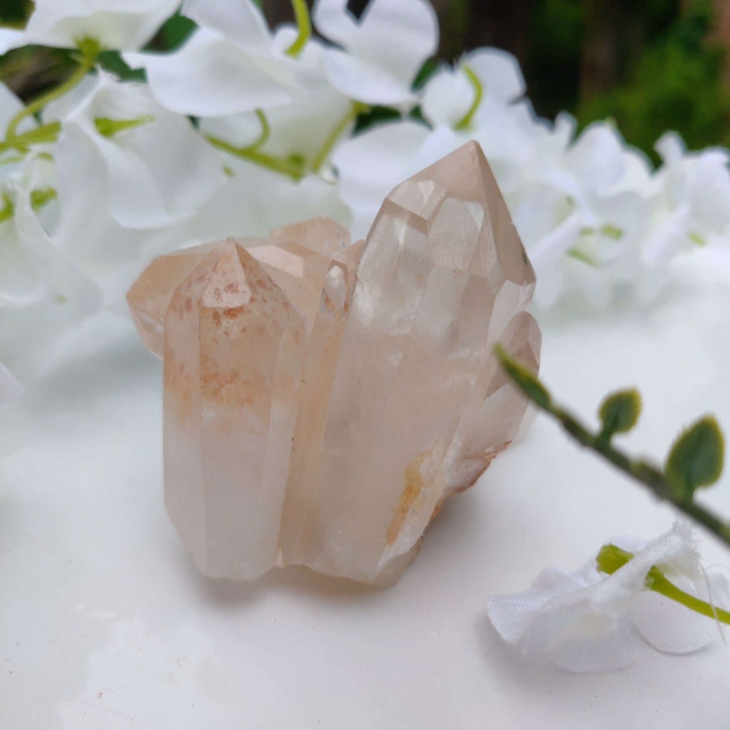 Clear Quartz Cluster with Green Chlorite Inclusion (#3C)
