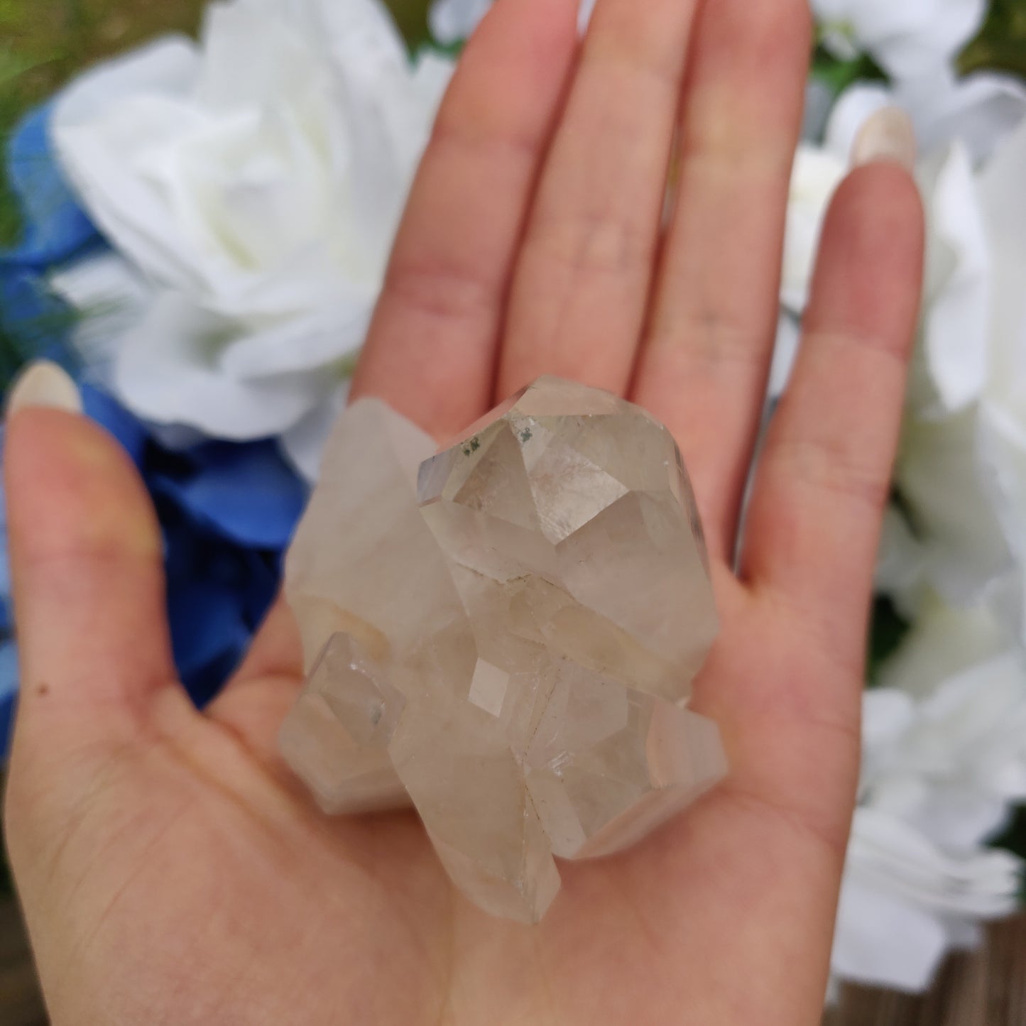 Clear Quartz Cluster with Green Chlorite Inclusion (#3C)
