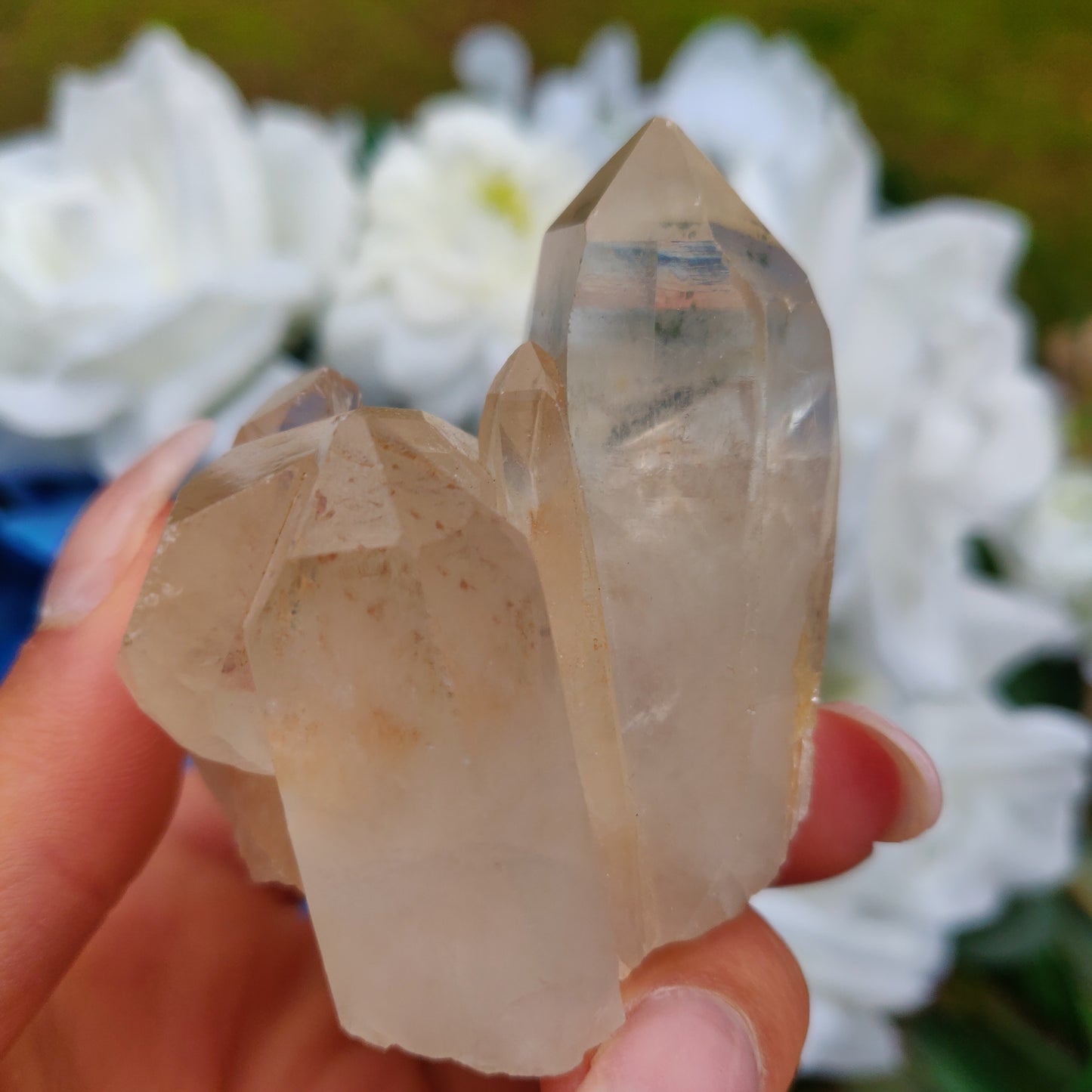 Clear Quartz Cluster with Green Chlorite Inclusion (#3C)