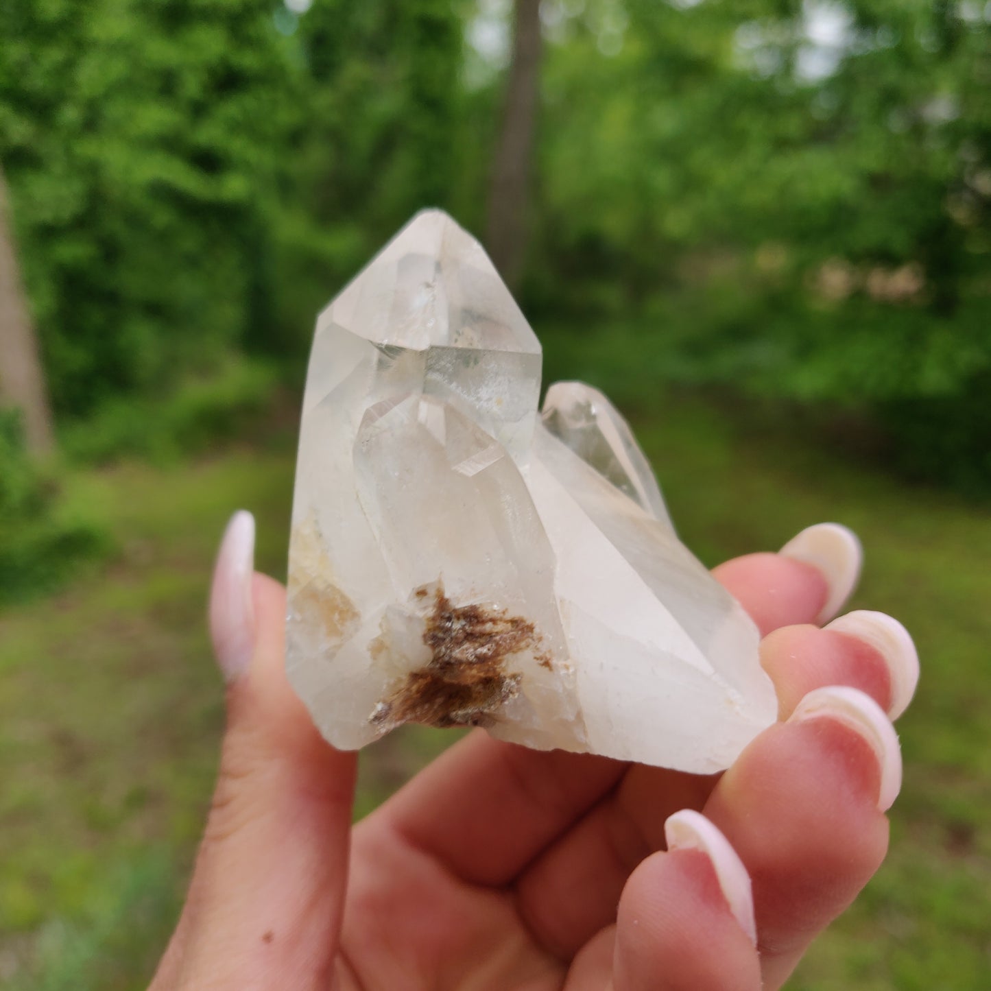Clear Quartz Cluster with Green Chlorite Inclusion (#3C)