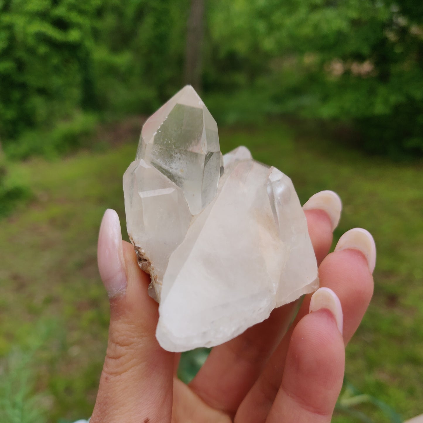 Clear Quartz Cluster with Green Chlorite Inclusion (#3C)