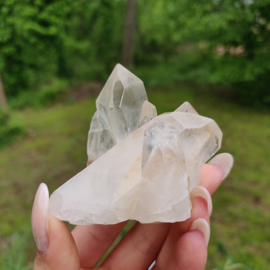 Clear Quartz Cluster with Green Chlorite Inclusion (#3C)