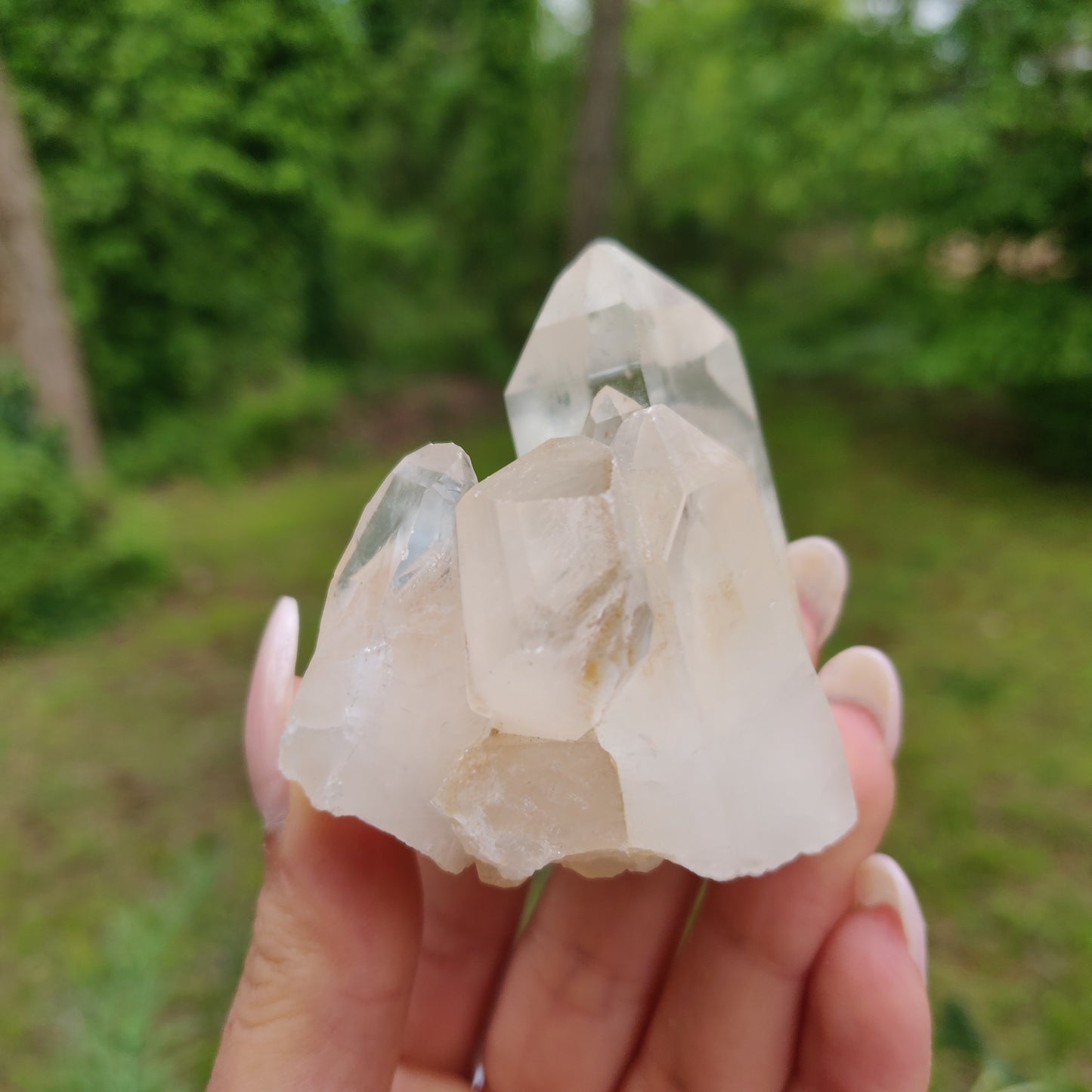 Clear Quartz Cluster with Green Chlorite Inclusion (#3C)