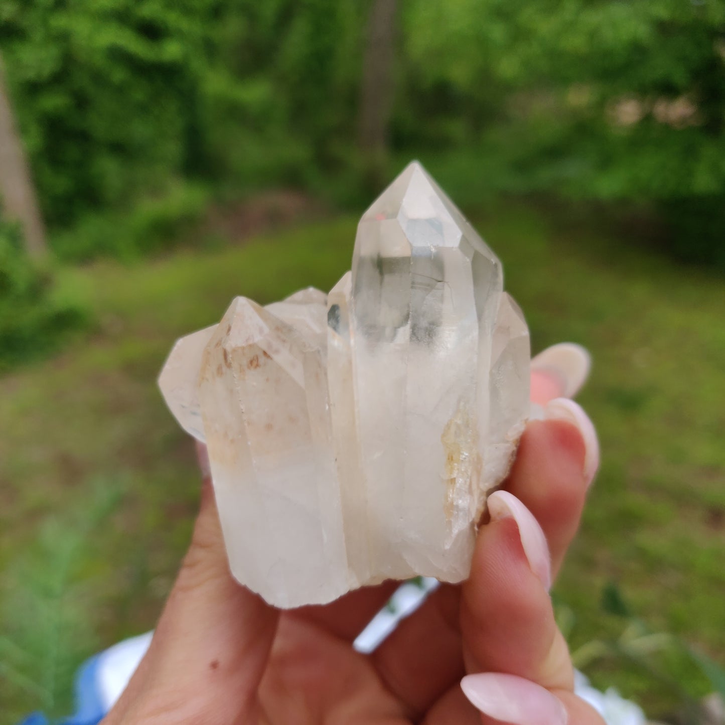 Clear Quartz Cluster with Green Chlorite Inclusion (#3C)