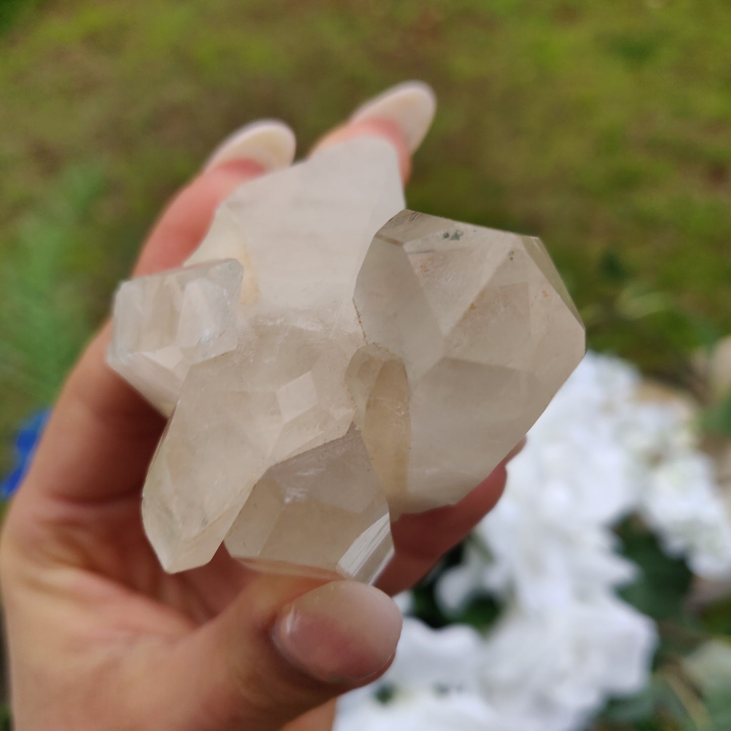 Clear Quartz Cluster with Green Chlorite Inclusion (#3C)