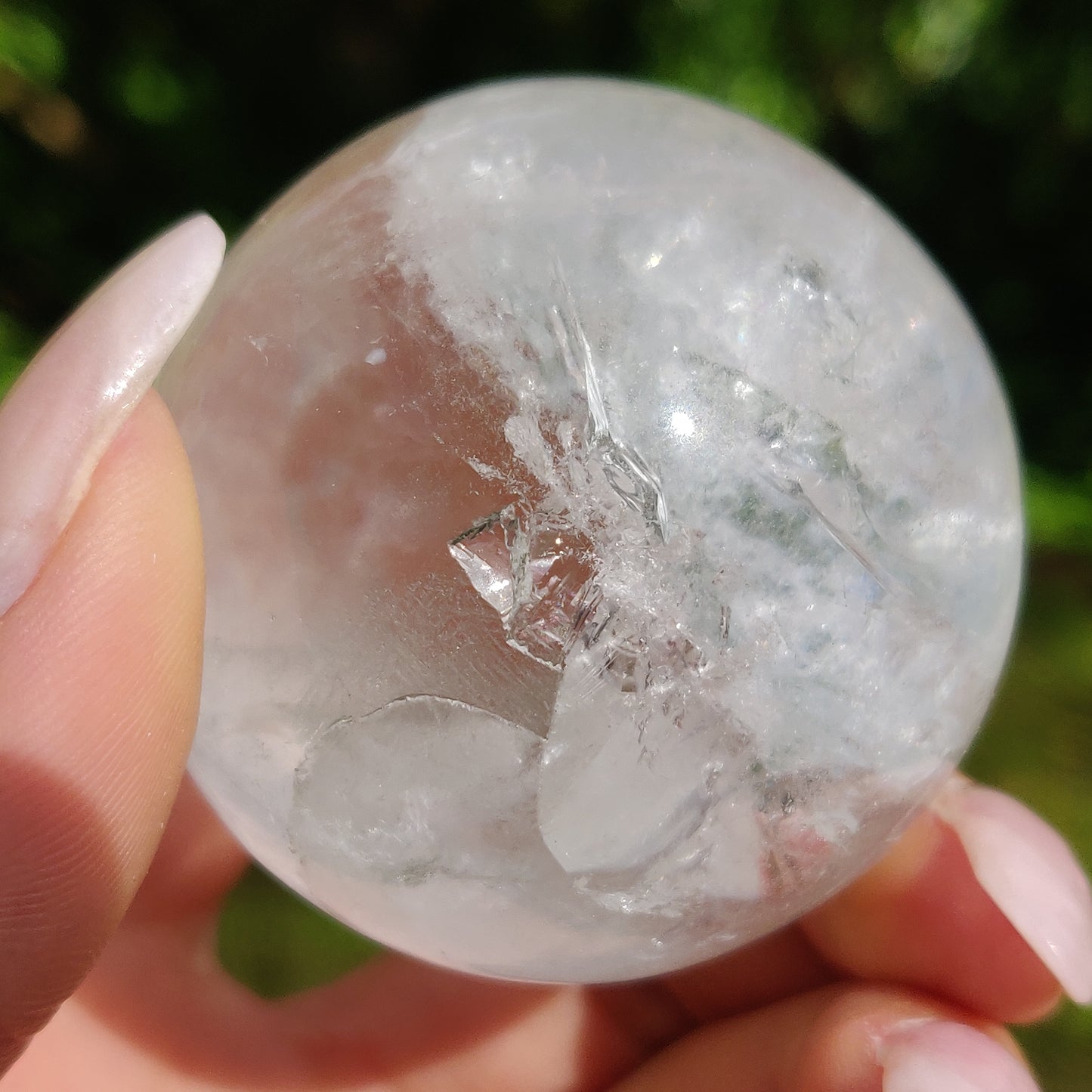 Clear Quartz Sphere with Rainbow Inclusions (#4)