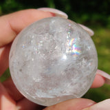 Clear Quartz Sphere with Rainbow Inclusions (#4)
