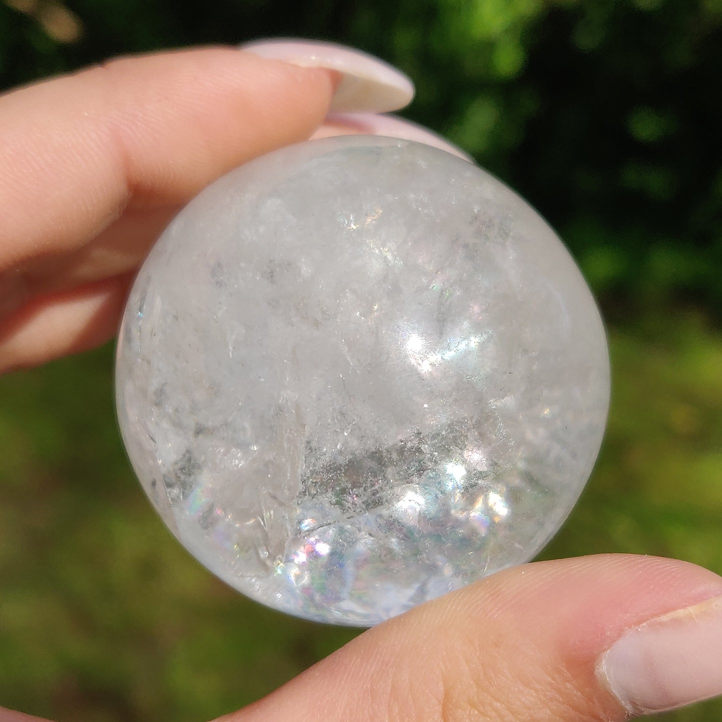 Clear Quartz Sphere with Rainbow Inclusions (#4)