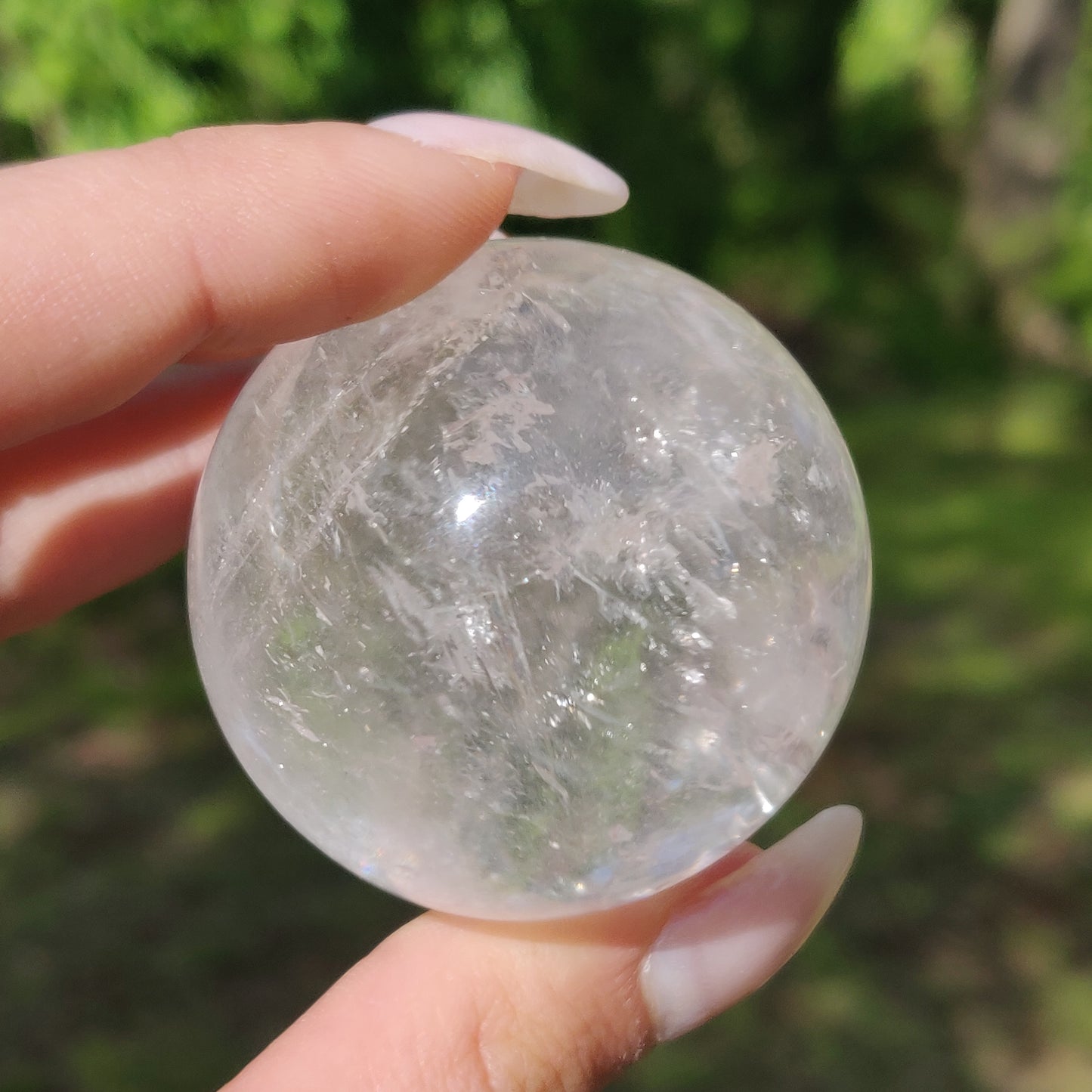 Clear Quartz Sphere with Rainbow Inclusions (#7)