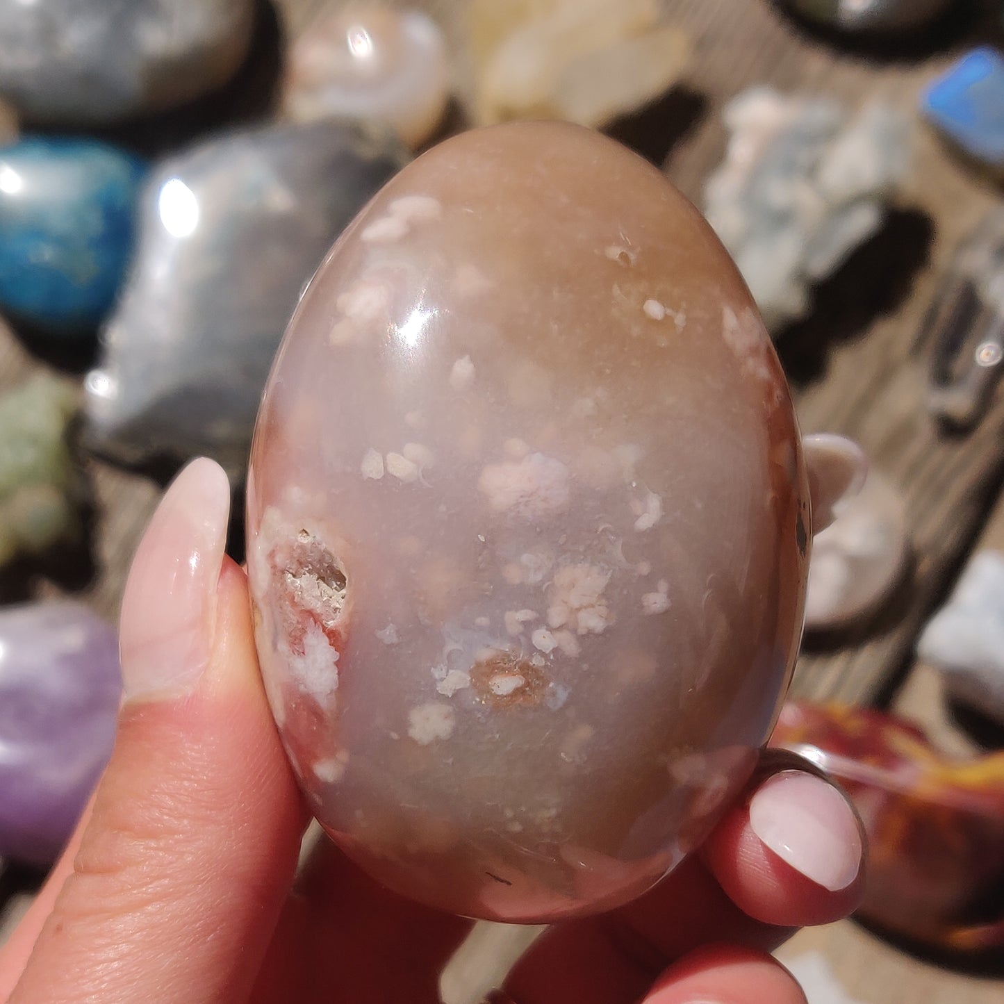 Flower Agate Palm Stone (#10)