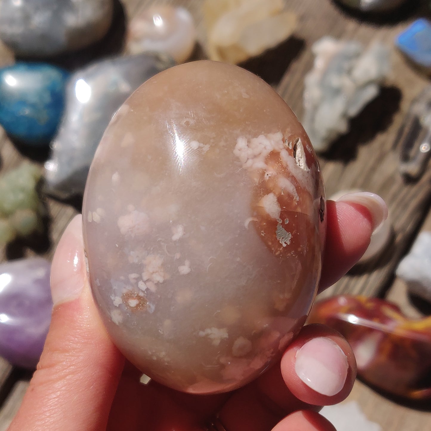 Flower Agate Palm Stone (#10)
