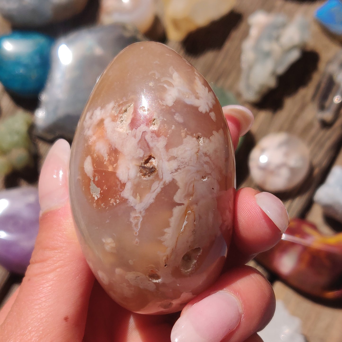 Flower Agate Palm Stone (#10)