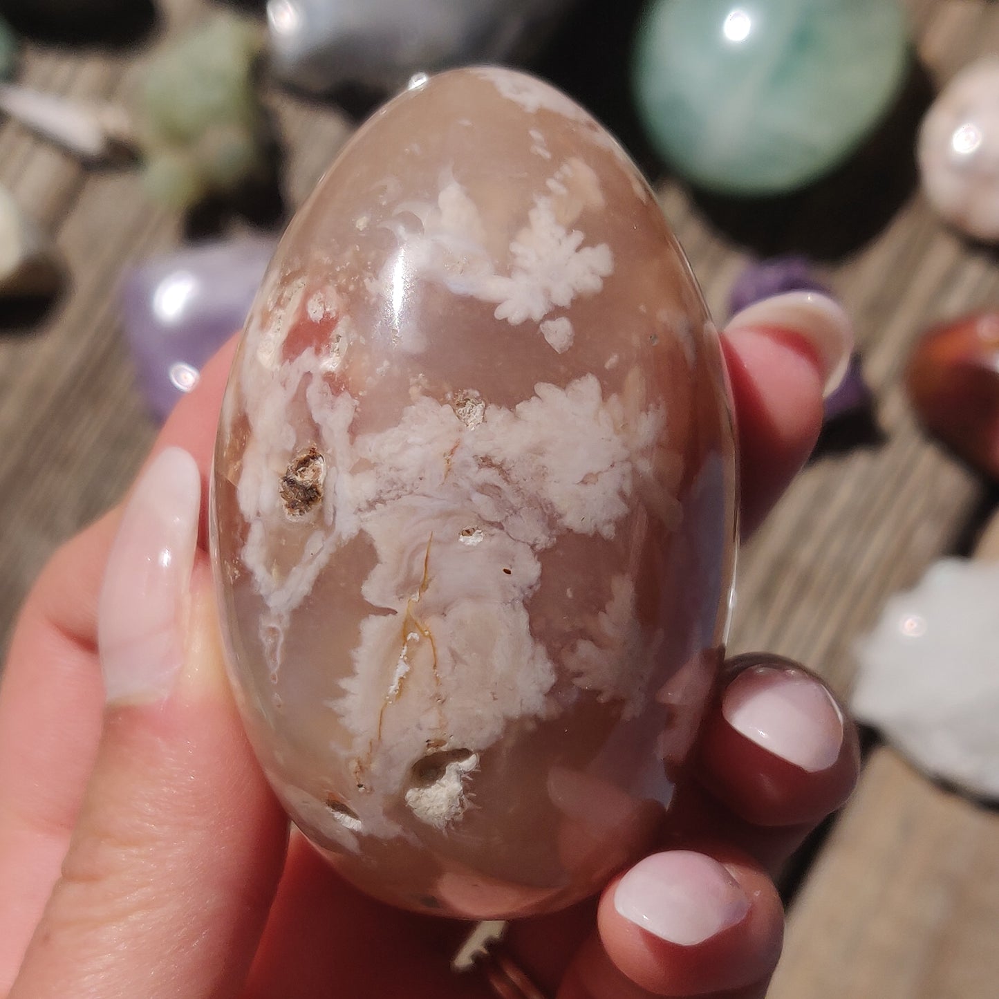 Flower Agate Palm Stone (#10)