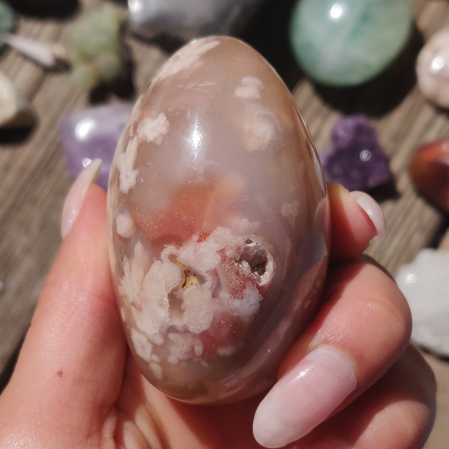 Flower Agate Palm Stone (#10)
