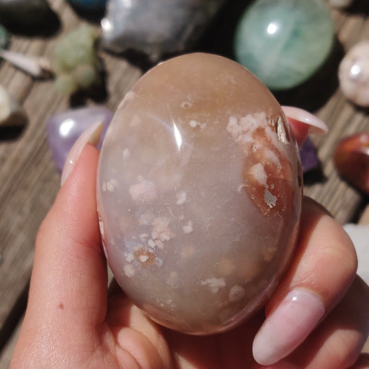 Flower Agate Palm Stone (#10)