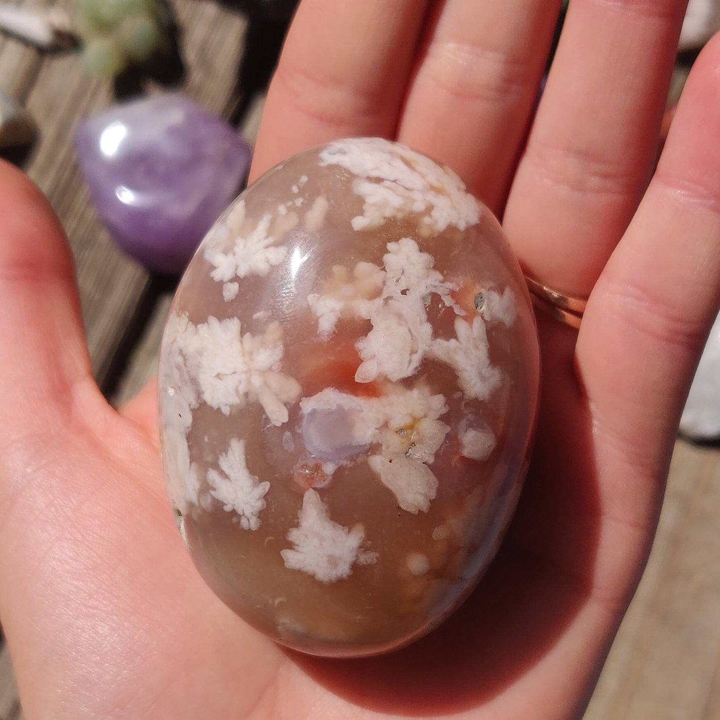 Flower Agate Palm Stone (#10)