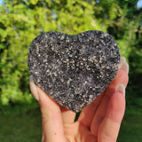 Black Amethyst Geode & Agate Heart (#1)