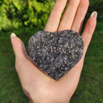 Black Amethyst Geode & Agate Heart (#1)