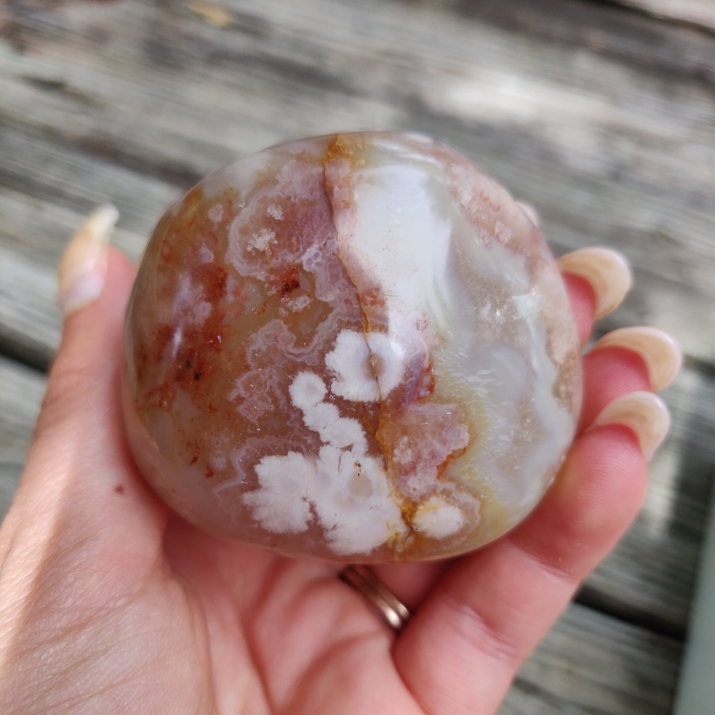 Flower Agate Palm Stone (#24)