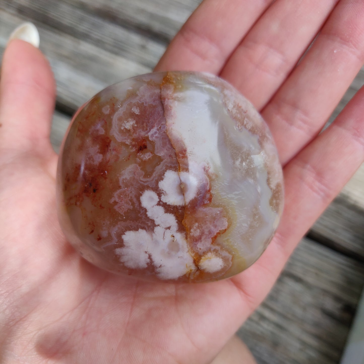 Flower Agate Palm Stone (#24)