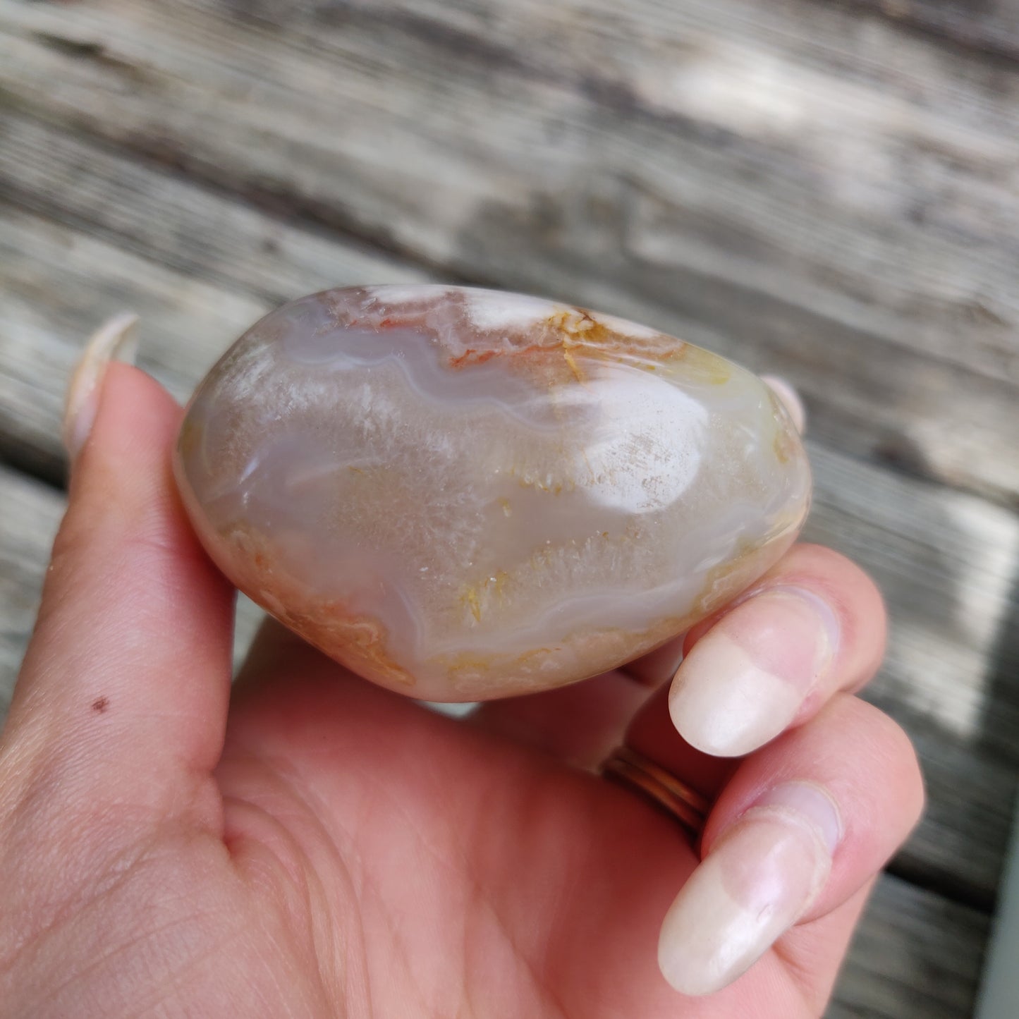 Flower Agate Palm Stone (#24)