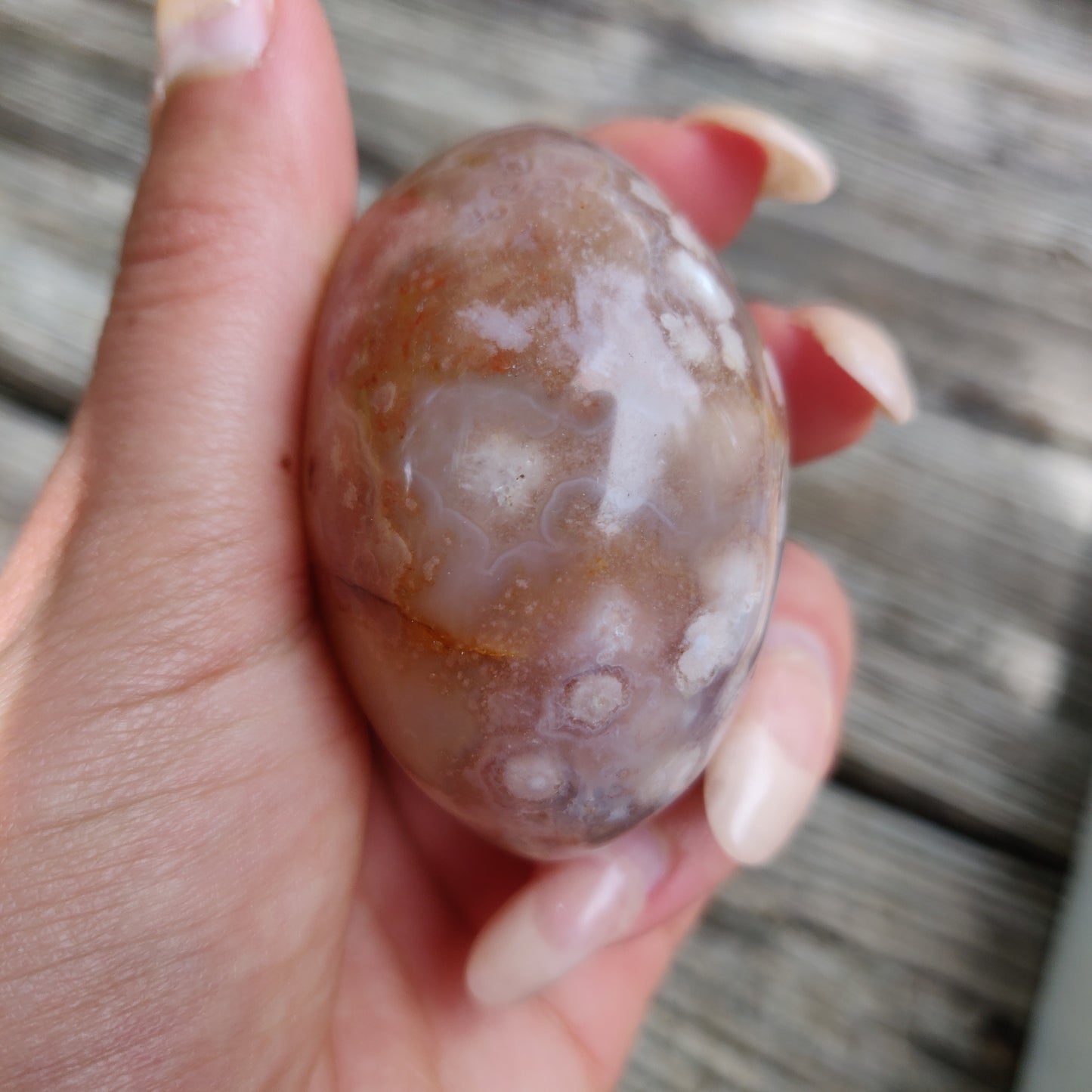 Flower Agate Palm Stone (#24)