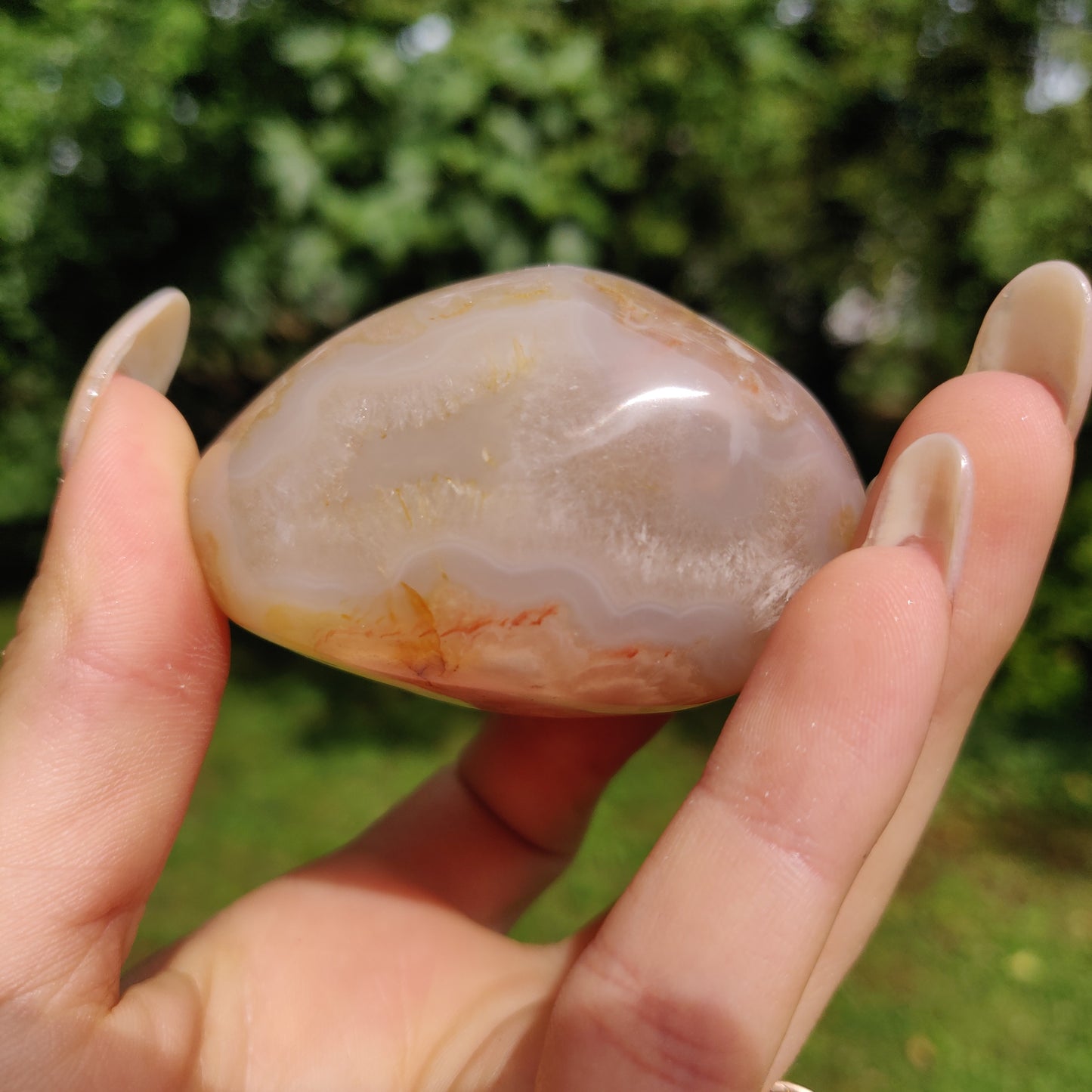 Flower Agate Palm Stone (#24)