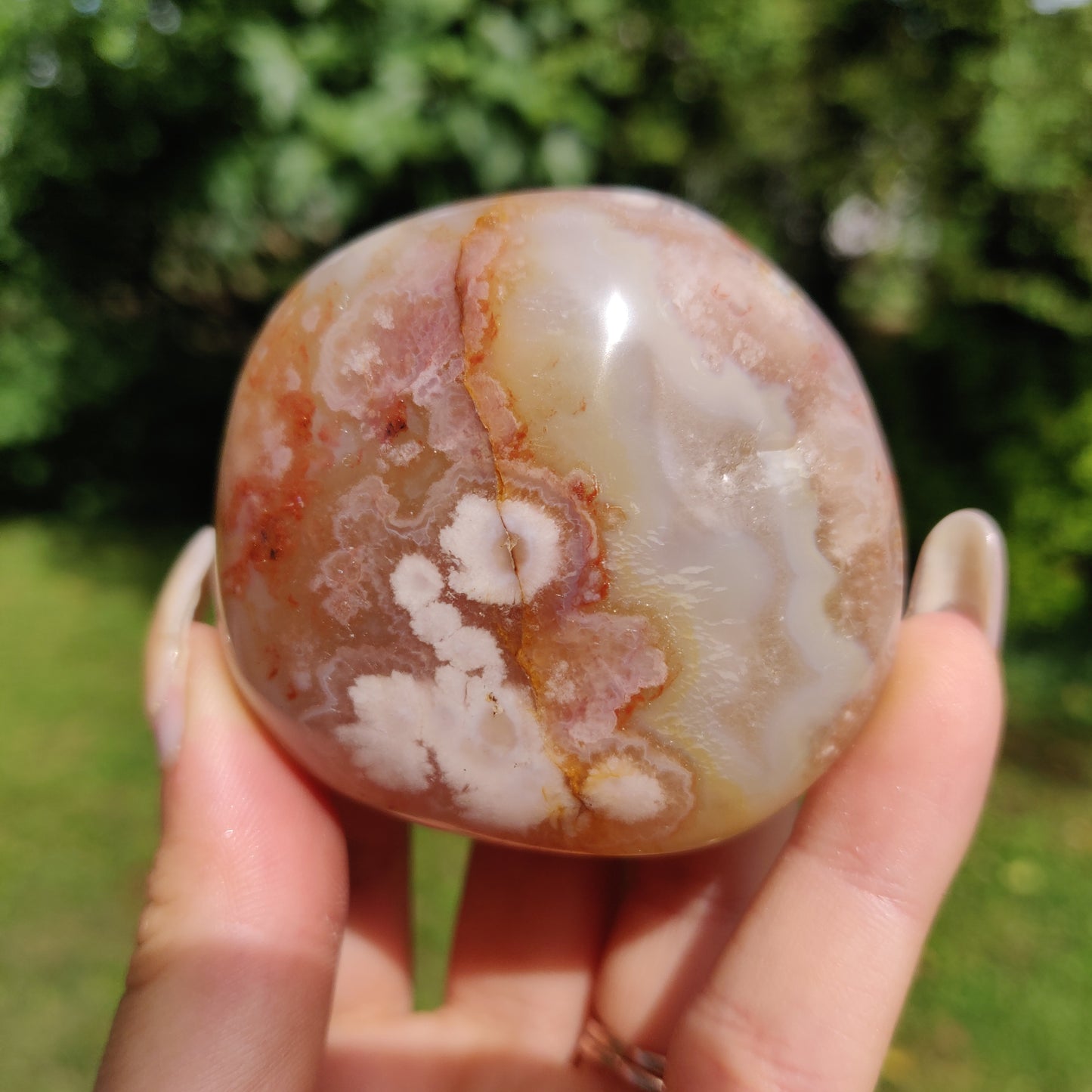 Flower Agate Palm Stone (#24)