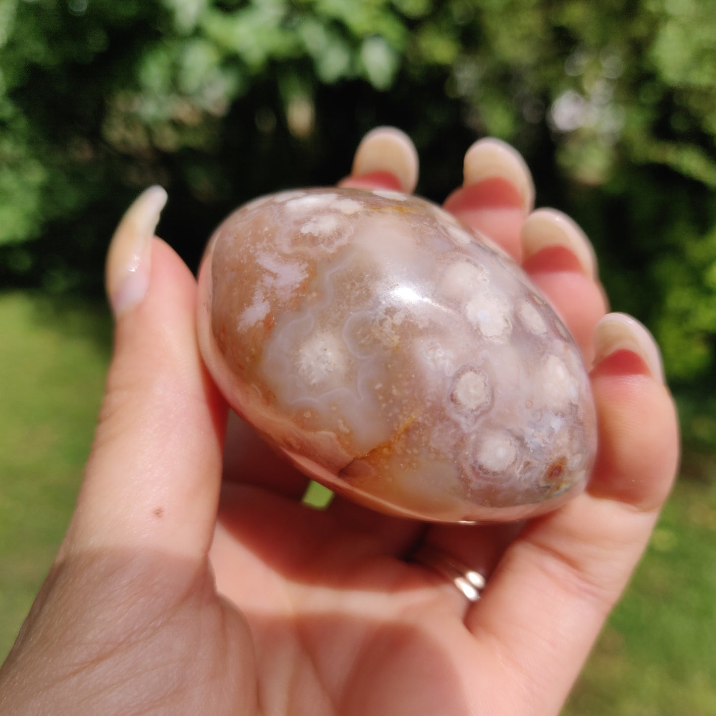 Flower Agate Palm Stone (#24)