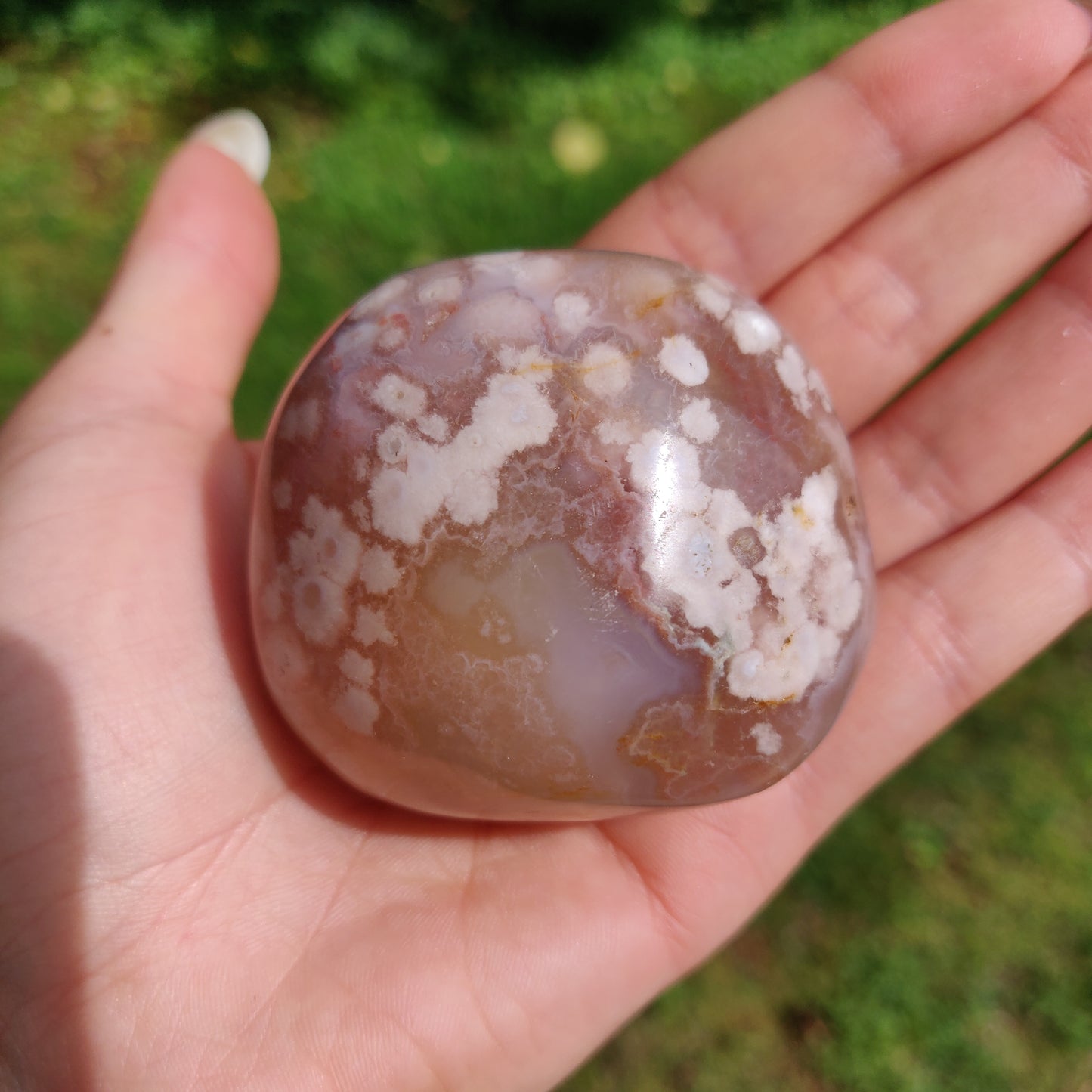 Flower Agate Palm Stone (#24)