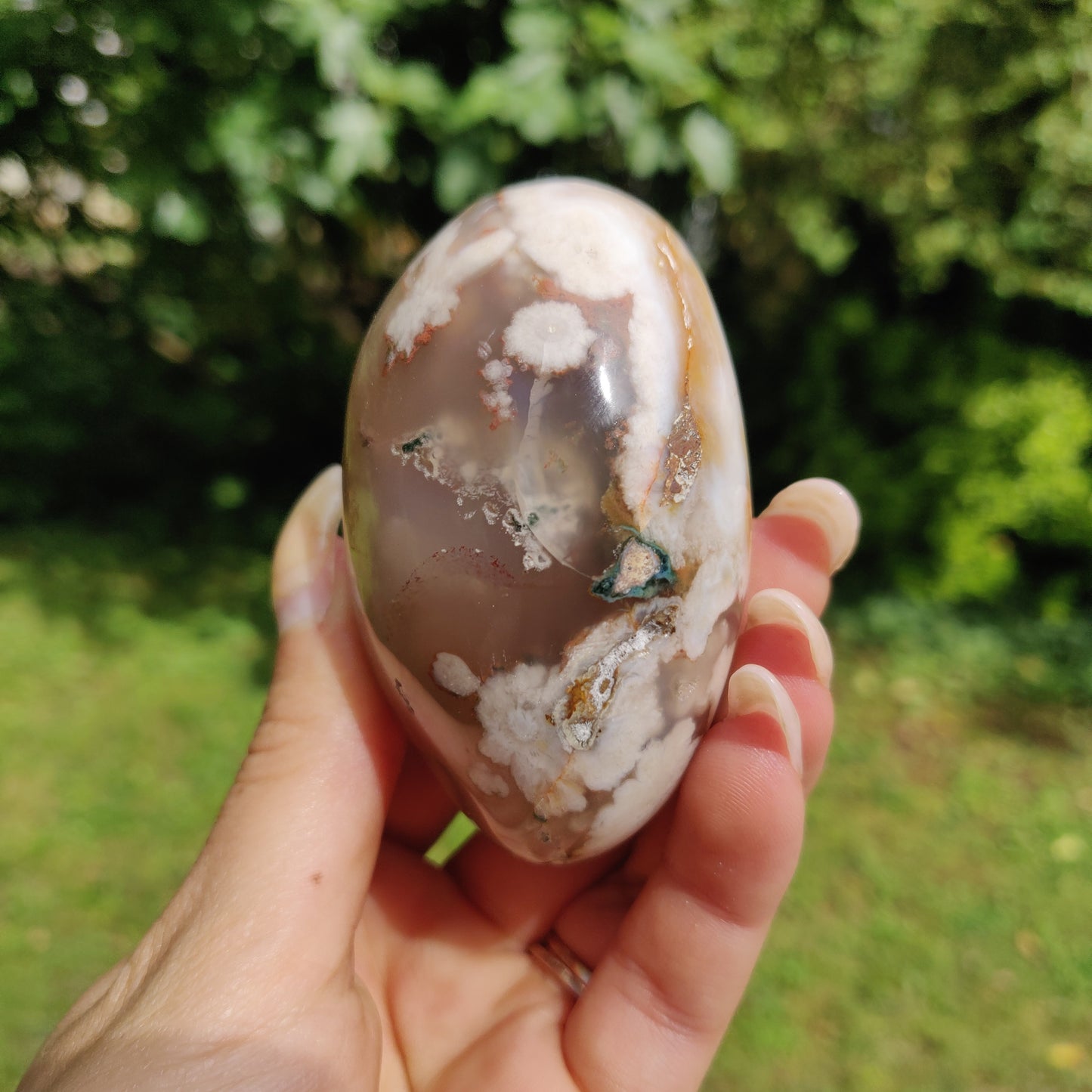 Flower Agate Palm Stone (#29)