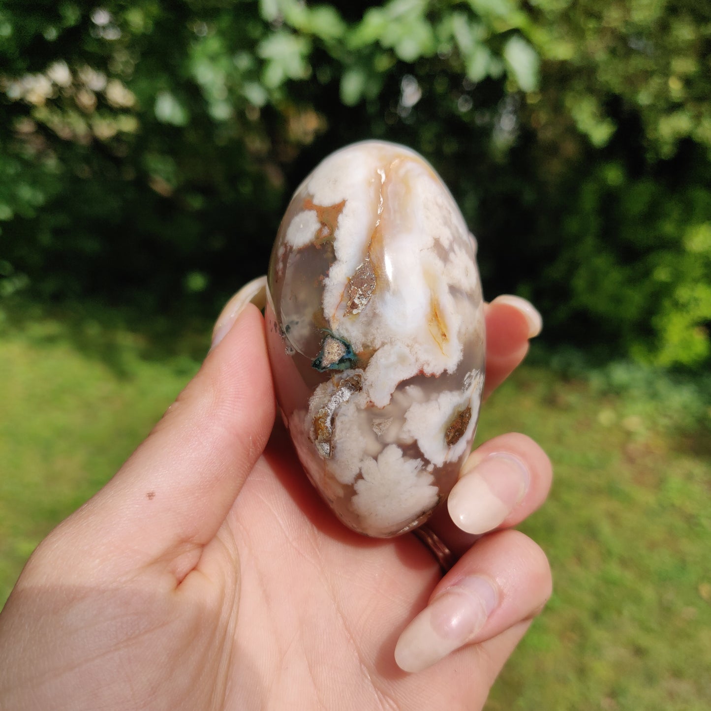 Flower Agate Palm Stone (#29)