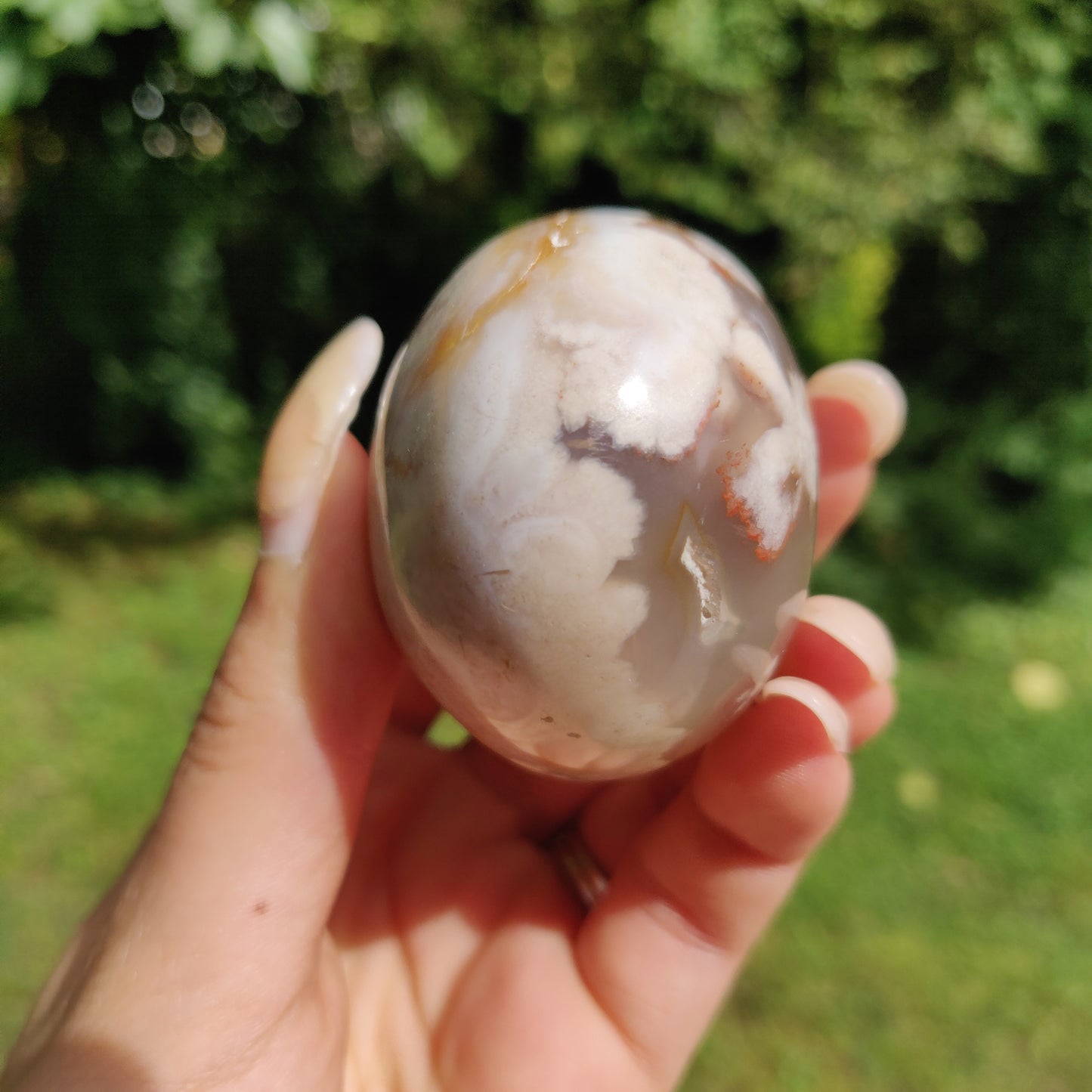 Flower Agate Palm Stone (#29)