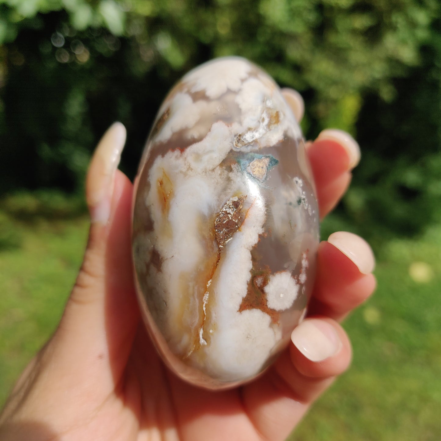 Flower Agate Palm Stone (#29)