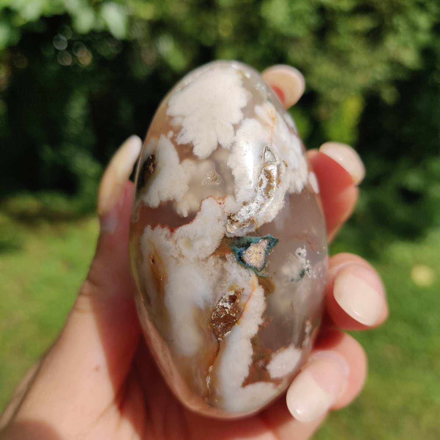 Flower Agate Palm Stone (#29)
