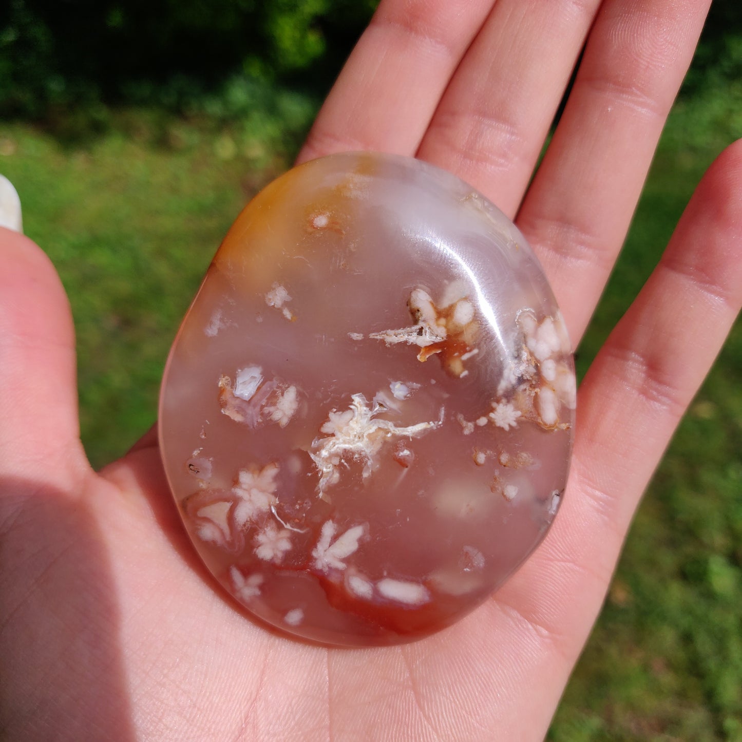 Flower Agate Palm Stone (#37)
