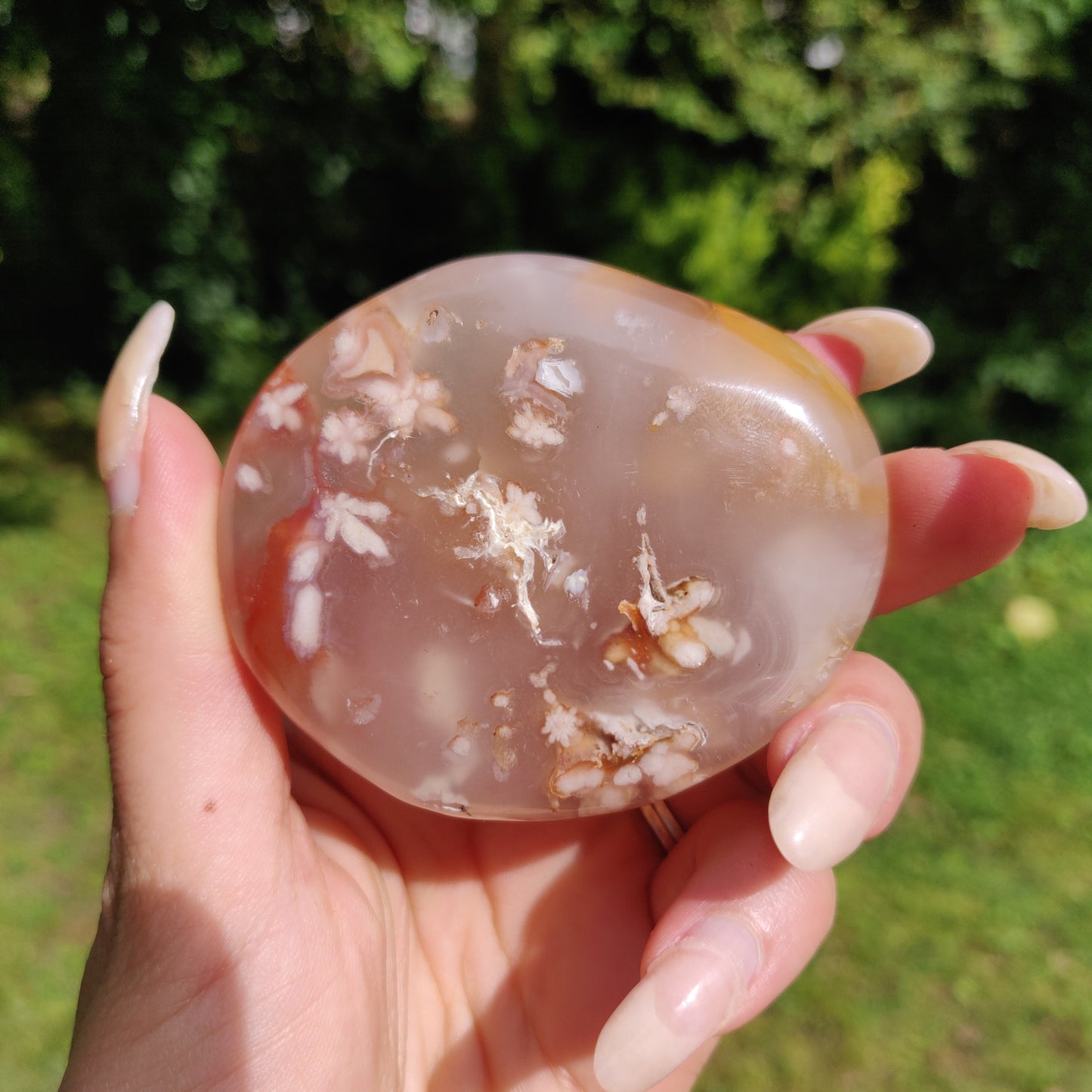Flower Agate Palm Stone (#37)